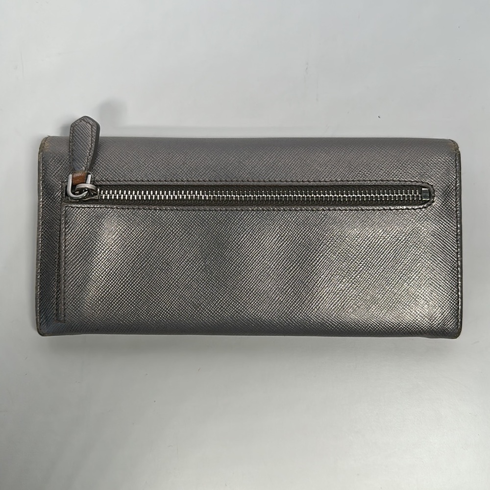 Authentic PRADA Large Saffiano Leather Wallet- Silver - Picture 4 of 16
